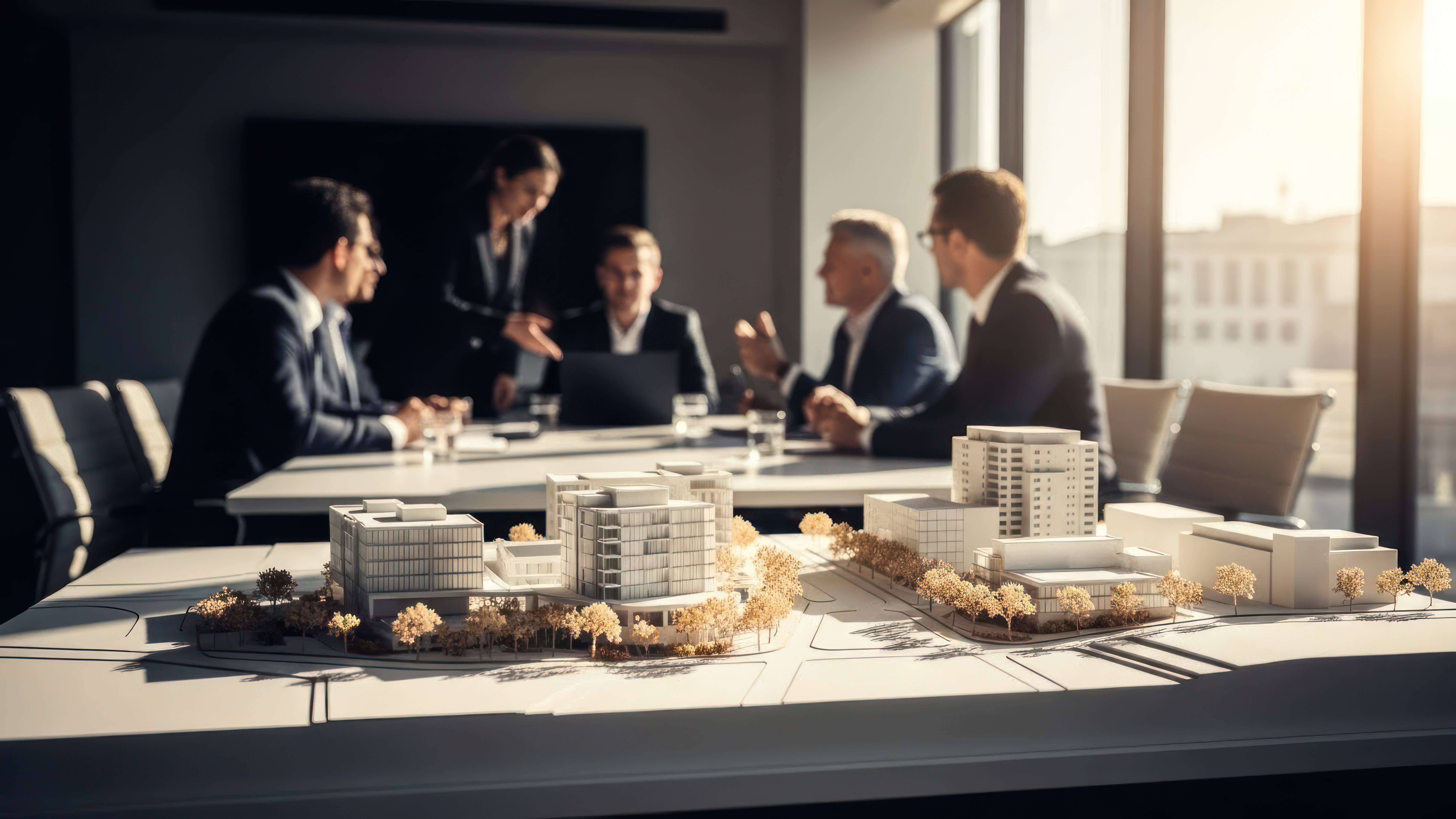 Employees at a board table